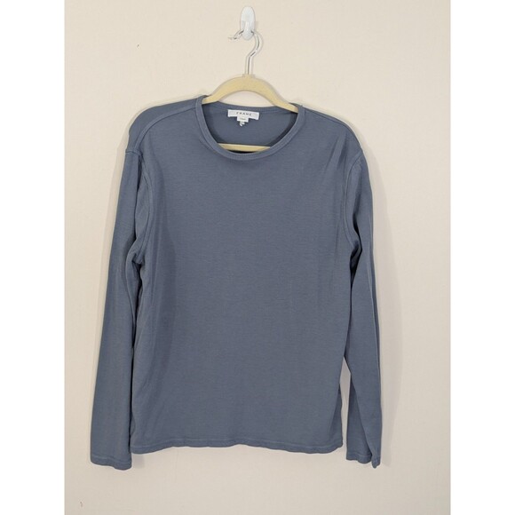 Frame Mens Medium Classic T Shirt  Crewneck Long Sleeve Bering Blue Classic - Picture 1 of 7
